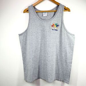 Palm Springs Tank Top Mens XL Gray Tank Top Embroidered Palm Springs Palm Trees